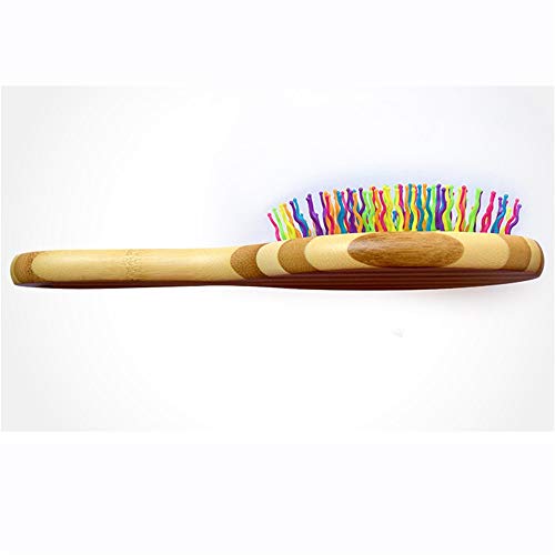 Liyue-comb Madera de bambú Colorido Arco Iris Peine Curvo En Forma de Onda Peine Peluquería Canina Nudo Abierto Belleza Limpia Mango de Madera Masaje Piel Artículos for Mascotas