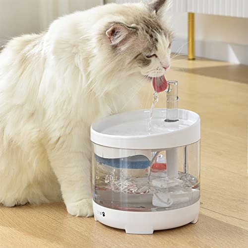 LIZHOUMIL Fuente de Agua Inteligente de 160ml y 3 Modos de Flujo, Cuerpo Transparente, Seguro, sin Fugas Agua Potable silenciosa para Gatos y Perros Edición básica [sin Enchufe] Linea USB