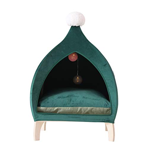 LLA Camas para Perros Sofá Criadero Villa Mascota, Gato Perros Cama De Madera con Soporte Carpa Colchoneta Suave, Ideal para El Amigo, Prueba De Humedad, 6 Colores