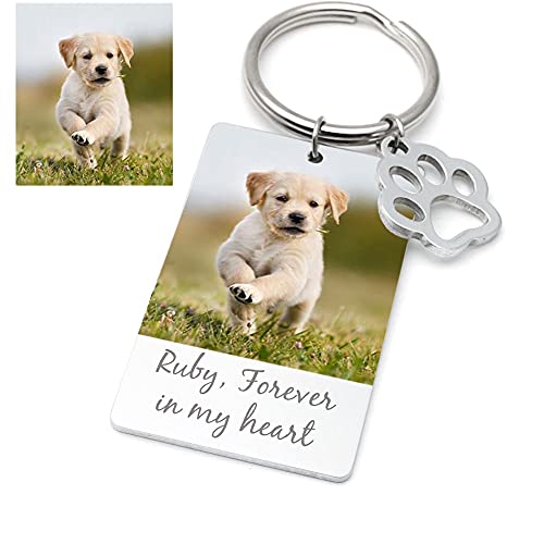 Llavero con Foto Personalizada para Mascotas, Llavero De Foto Personalizado con Pata De Llavero Perro, Regalo De Recuerdo para Amantes De Las Mascotas, (Verde)