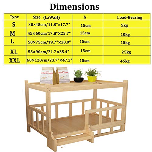 LLFF Camas para Perros con Estructura de Madera con Colchones, Cuna para Mascotas Elevada Portátil, Cesta Cálida para Perros Estilo Sofá, 30/45/50/55/60 cm de Ancho (Size : 60×120cm/23.7"×47.2")