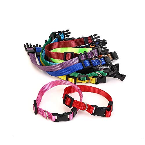 LOMYLM 15 collares para cachorros ajustables de 17,5 cm a 26 cm, collares para perros pequeños, collares de nailon para cachorros recién nacidos a 10 semanas de edad, 15 colores