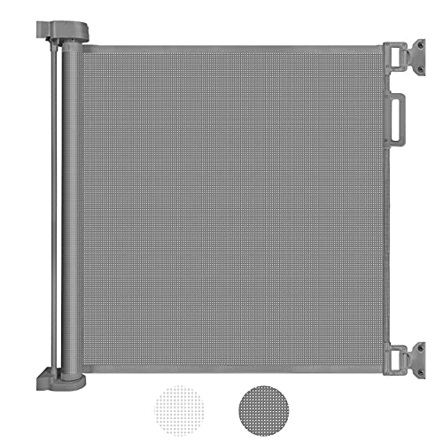 Looxii Barrera Puertas de Seguridad Niños 0-140 cm Retráctil Bebé Puerta Seguridad Extensibles Barreras Escalera Vallas para Puerta y Escalera Gris