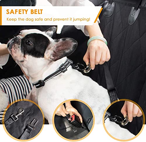 Looxmeer Funda Asiento Coche Perros, Protector Asiento Coche Perro con Malla, Alfombrilla Coche Perro con Cinturón de Seguridad, Cubierta Coche Mascotas Impermeable, Negro