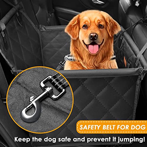 Looxmeer Funda Protector Asiento Coche Perro Impermeable, Cubre de Asiento Trasero de Coche para Mascotas Pequeñas para Viaje, Excursión, de Oxford 600D, con Cinturón de Seguridad, Negro