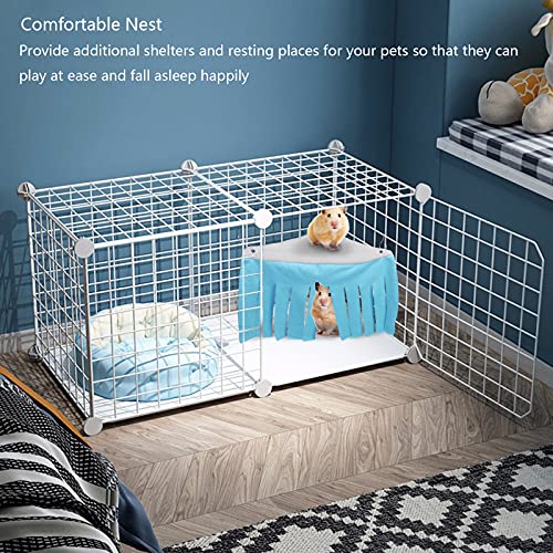 LOPOTIN Hamaca Hámster, Tienda Campaña Animal, Cama Conejillo India, Accasorios Jaula Mascota Pequeño Escondite Cortina Chinchilla Erizo Rata Ardilla Hurones Cobaya Mascota Azul 27.5CM Alto 43 * 22cm