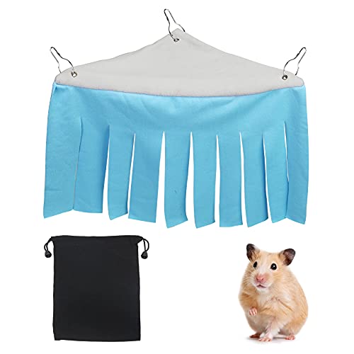 LOPOTIN Hamaca Hámster, Tienda Campaña Animal, Cama Conejillo India, Accasorios Jaula Mascota Pequeño Escondite Cortina Chinchilla Erizo Rata Ardilla Hurones Cobaya Mascota Azul 27.5CM Alto 43 * 22cm