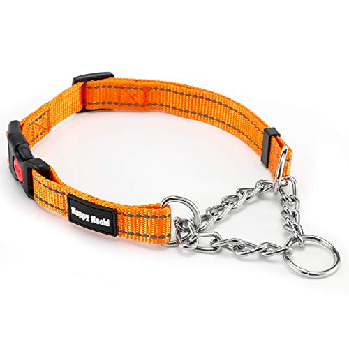 Louvra Collar de Perro Arnés de Perro Durable SBR Acolchado del Material Nailon, 3M Reflecante, Tamaño L, Color Naranja