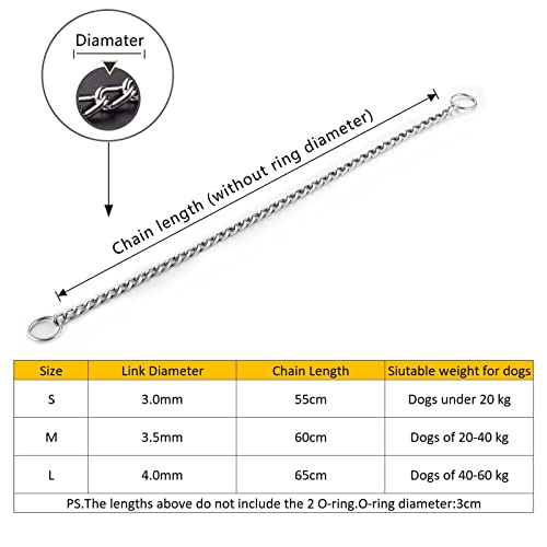 Louvra Collar de Perro Collares de Acero Cadena Perro Hierro,Ajustable al Aire Libre Entrenamiento y Correr,Caminar, Tamaño M