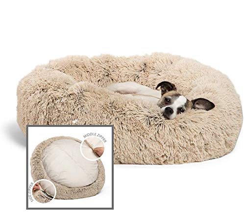 lovecabin Cama Perro Antiestres Grande 60cm Perro Cama Donut Camas para Perros Calentitas Desmontable Y Lavable A Máquina, para Gatos Y Perros Pequeños Y Medianos