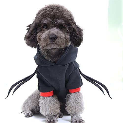 LSHAN Disfraz de Mascota de Halloween,Abrigo con Capucha de Punto para Perros y Gatos,Bruja Calabaza Esqueleto Araña Murciélago Otoño Invierno Ropa de Fiesta de Disfraces,Violeta Naranja Negro