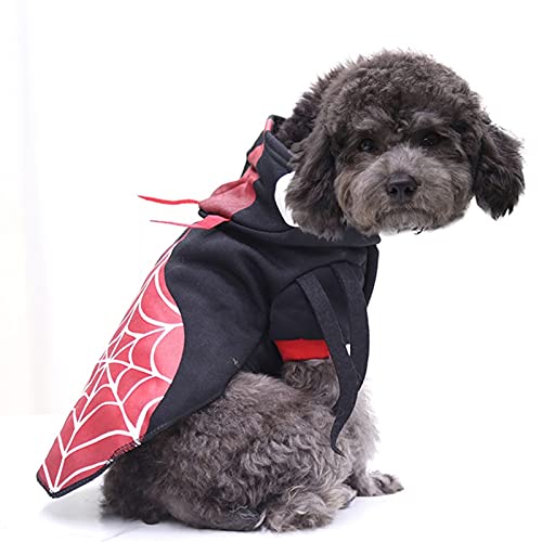 LSHAN Disfraz de Mascota de Halloween,Abrigo con Capucha de Punto para Perros y Gatos,Bruja Calabaza Esqueleto Araña Murciélago Otoño Invierno Ropa de Fiesta de Disfraces,Violeta Naranja Negro