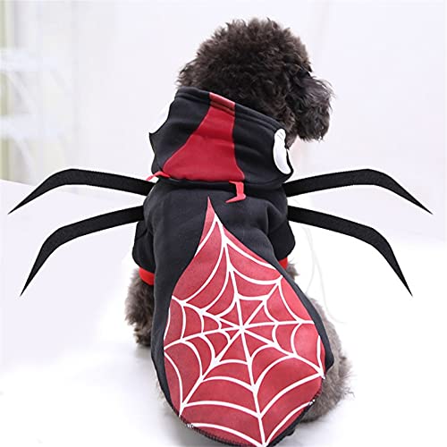 LSHAN Disfraz de Mascota de Halloween,Abrigo con Capucha de Punto para Perros y Gatos,Bruja Calabaza Esqueleto Araña Murciélago Otoño Invierno Ropa de Fiesta de Disfraces,Violeta Naranja Negro