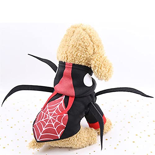 LSHAN Disfraz de Mascota de Halloween,Abrigo con Capucha de Punto para Perros y Gatos,Bruja Calabaza Esqueleto Araña Murciélago Otoño Invierno Ropa de Fiesta de Disfraces,Violeta Naranja Negro