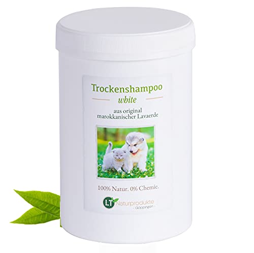 LT-Naturprodukte Champú en seco para perros y gatos White | Especial para pelo blanco | con lavavera blanca marroquí | para el cuidado del pelaje sin productos químicos | 1 kg