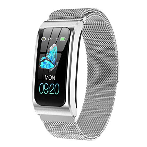 LTLJX Pulsera Actividad Inteligente Hombre Mujer Inteligente Reloj Pulsómetro Monitor de Sueño 1.14 Pulgadas Pantalla Color Impermeable IP68 Calorías Podómetro,Plata,Steel