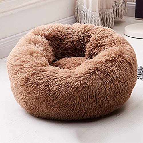 L.TSA Cama para Mascotas Perro Gato Redondo Cálido Cuddler Kennel Sofá Suave para Cachorros, Cojín para Gatos Cama para Dormir con Fondo Antideslizante, Lavable a máquina (Color: Coffee, Size: XXL