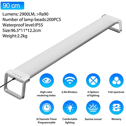 Luces LED para estanques 60-90 cm multicolor DIRIGIÓ Iluminación de acuario completo de espectro con temporizador Luz de tanque de peces dimmable con control remoto 2.4G programable DIRIGIÓ Luz del ac