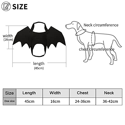 LUKIUP® Ropa para Mascotas Murciélago Halloween, Tamaño Cuello 24-36cm Alas Murciélago Perros y Gatos, Disfraz Perro Alas Halloween, Apto para Perros y Gatos Pequeños y Medianos Party Ropa de Cosplay