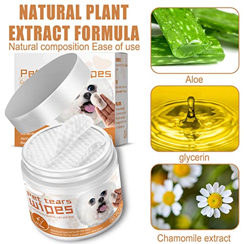 luminiu 60 toallitas para Mascotas para Perros y Gatos, toallitas limpiadoras y higiénicas hipoalergénicas para Cachorros, con composición de extracto de Plantas Naturales, Suave quitamanchas