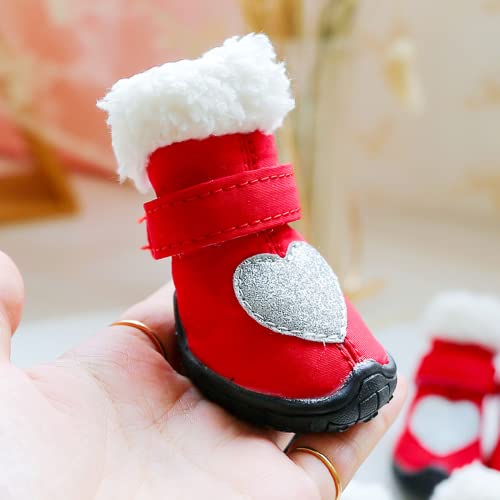 LUOWAN Amor Lindo Nieve Invierno Mascota Perro Gato Zapatos para Perros Cachorro Animal Antideslizante Rojo Negro Animal Botas Chihuahua Shih Tzu Foot Wear Goods