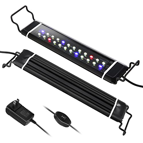 Luz LED Acuario,Pantalla Led Acuarios,Iluminacion Led para Peceras,Luz LED de 3 Colores Blanco/Rojo/Azul Ajustable para Acuarios (28CM-45CM)