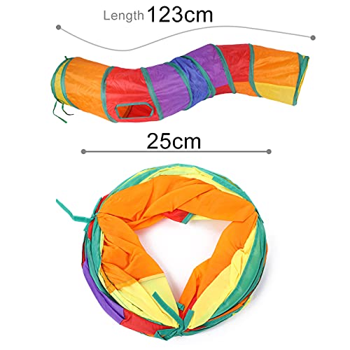 Lvjkes Tubo de túnel para Gatos, Mascotas Plegables túneles, Mascota Gato túnel de Juguete Plegable Cambia de Forma Adecuado para Gatitos y Conejos (Color del Arco Iris)