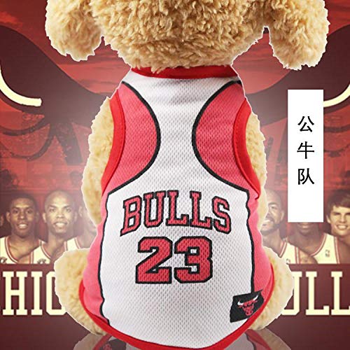 LY ropa para mascotas en primavera y verano 2020 malla transpirable gato perro ropa Fado Teddy ropa transpirable Copa Mundial chaleco WE011 (30x20cm, Nº 23 Bulls)