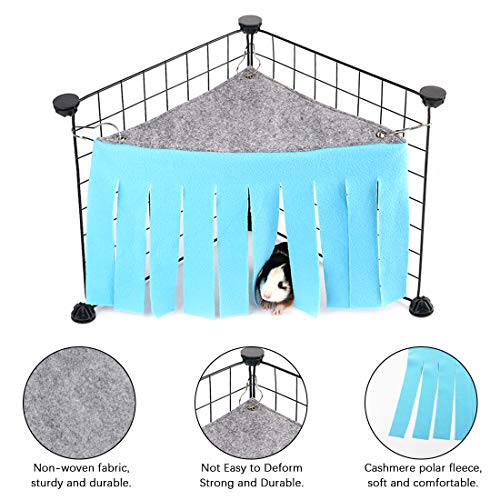 LZYMSZ Hamaca para Tienda de Hámster, 2 Carpas para Escondite de Animales Pequeños, Jaula de Juguete para Casa de Esquina Bosque Forro Polar para Conejillo de Indias Conejo Ratas Erizos(azul)