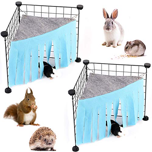 LZYMSZ Hamaca para Tienda de Hámster, 2 Carpas para Escondite de Animales Pequeños, Jaula de Juguete para Casa de Esquina Bosque Forro Polar para Conejillo de Indias Conejo Ratas Erizos(azul)