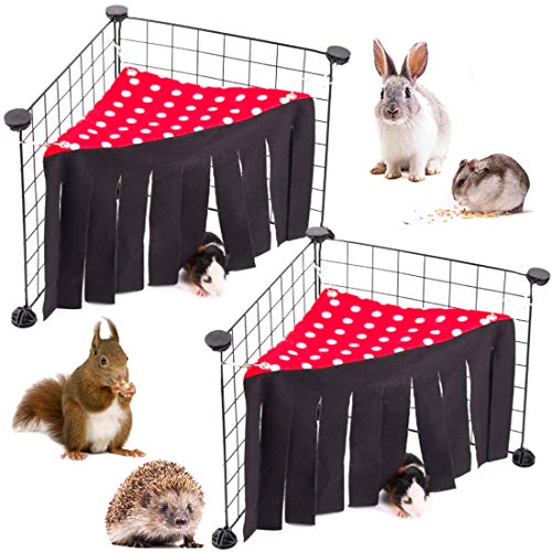 LZYMSZ Hamaca para Tienda de Hámster, 2 Carpas para Escondite de Animales Pequeños, Jaula de Juguete para Casa de Esquina Bosque Forro Polar para Conejillo de Indias Conejo Ratas Erizos(Rojo)