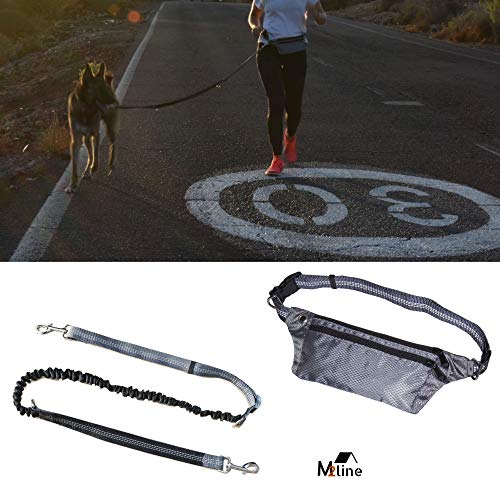 M2line Correa para Perros Manos Libres Elástica y Extensible Correr Ajustable De Larga Longitud Reforzada Accesorios Juegos Educativos y Entrenamiento Bolsa y Cinturón De Seguridad