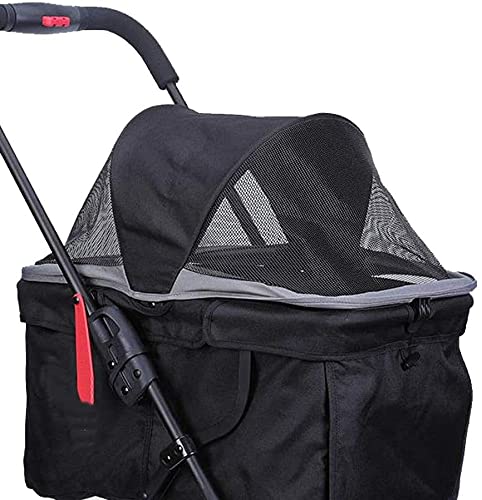 M3 Decorium Cochecito de Carrito de Mascotas Pequeño Cochecito Plegable Coche Ligero Llevar Llevar Bolso Cat Bogger Viaje 4 Ruedas Negro (Color : Black)