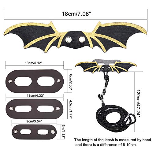 Magiin 3pcs Correa de Lagarto Ajustable Arneses Correa de Seguridad con Forma de Alas Correa de Cuero de Lagarto de Cuero para Reptil 3 Tamaños