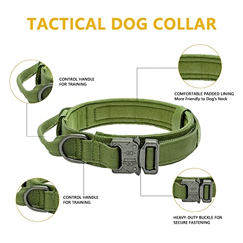 Magriaid Juego de collar y collar para perro de nailon grueso, con correa de control y hebilla de metal resistente, adecuado para el adiestramiento de perros(verde: 18-22 pulgadas)