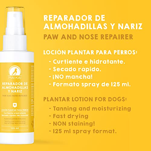 MAIKAI Crema almohadillas perro (125 ml) - Protector en spray para almohadillas - alternativa eficaz a cremas y bálsamos - hidrata y suaviza - Protector nieve y calor - Con Aloe Vera, Urea y Glicerina