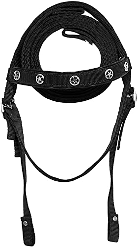 Manaal Enterprises Western Barrel Racing Trail Equestrian Horse Saddle Tack, cabeza a juego libre, cuello de pecho, riendas y almohadilla de sillín, tamaño 10 a 18 pulgadas asiento (11, negro)