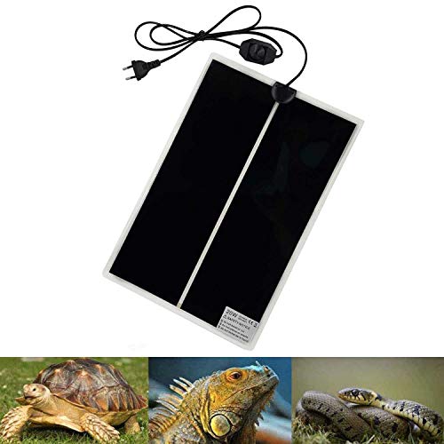 Manta Calefactora para Reptiles, PeSandy 42x28CM Almohadilla Térmica para Reptiles con Temperatura Ajustable para Reptiles Tortuga, Serpientes, Lagartos, Geckos,Arañas- Tapetes Térmicos para Terrarios