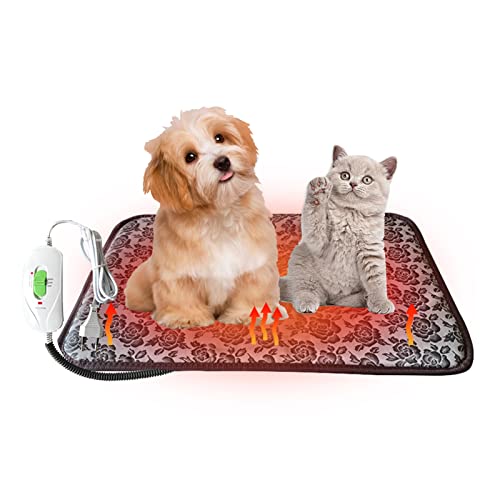 Manta Electrica Caliente para Perros,Almohadilla Térmica para Mascotas,Alfombrilla térmica Impermeable para Mascotas para Gatos y Perros, Temperatura Ajustable, 45 * 45 cm