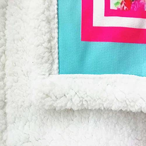 Manta Reversible de Franela y Sherpa Perro Animal Flor Caqui Manta Polar Manta Cama Manta Personalizada con Foto para Cama Sofá Dormitorio Vivero Baby Shower Mantas 100 x 150 cm