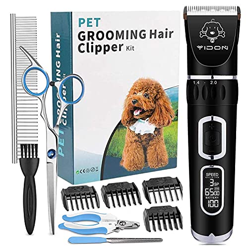 Maquina Cortar Pelo Perros Profesional,Carga Rápida Silencioso Cortador de Pelo Pantalla LED Inteligente con 4 Peines Para Cabello Grueso,Largo,Rizado,Corto Perros,Gatos y Otros Animales