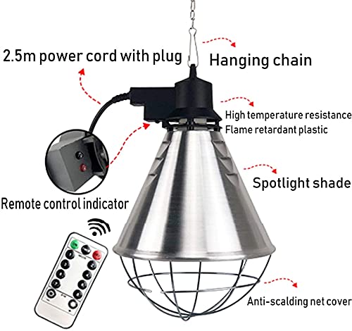 MARHD Lámpara de Calor para Cachorros, Lámpara de Calor para Pollitos, Luces de calefacción para criadora de Invierno Lámparas de calefacción Emisor con Control Remoto, Función de temporización