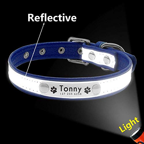 MARKOO Collar Reflectante para Perros, Collares Personalizados para Perros, Collar para Perros Acolchados De Cuero para Perros Pequeños Medianos Chihuahua Yorkie, Rosa, XS