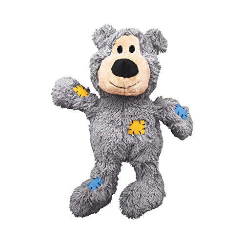 Marrón pequeño/mediano de Kong Salvaje Nudos Oso de peluche fuera, durable fuerte dentro de nudo cuerda esqueleto