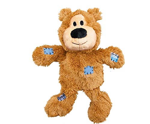 Marrón pequeño/mediano de Kong Salvaje Nudos Oso de peluche fuera, durable fuerte dentro de nudo cuerda esqueleto