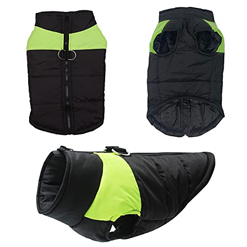 Mascota Chaleco Caliente,Chaqueta de Invierno para Perros,Abrigo de Invierno para Perro,Ropa Impermeable para Perros,Adecuado para Perros pequeños y medianos.(XL,Verde)