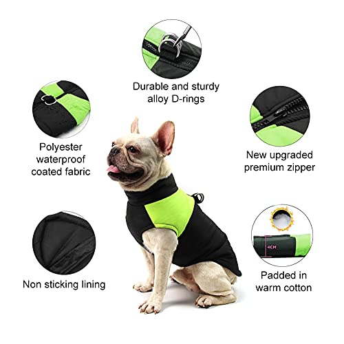 Mascota Chaleco Caliente,Chaqueta de Invierno para Perros,Abrigo de Invierno para Perro,Ropa Impermeable para Perros,Adecuado para Perros pequeños y medianos.(XL,Verde)