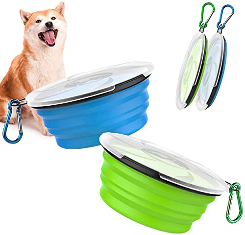 Mascota Comida Almacenamiento Contenedor Hermético Perro Gatos Comida Contenedor de Comida para Perros Botes Cocina Recipiente con 2PZS Plegable Viajes Silicona Bowl con Tapas y Mosquetones