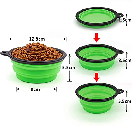 Mascota Comida Almacenamiento Contenedor Hermético Perro Gatos Comida Contenedor de Comida para Perros Botes Cocina Recipiente con 2PZS Plegable Viajes Silicona Bowl con Tapas y Mosquetones