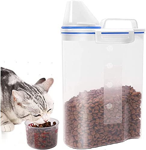 Mascota Comida Almacenamiento Contenedor Hermético Perro Gatos Comida Contenedor de Comida para Perros Botes Cocina Recipiente con 2PZS Plegable Viajes Silicona Bowl con Tapas y Mosquetones